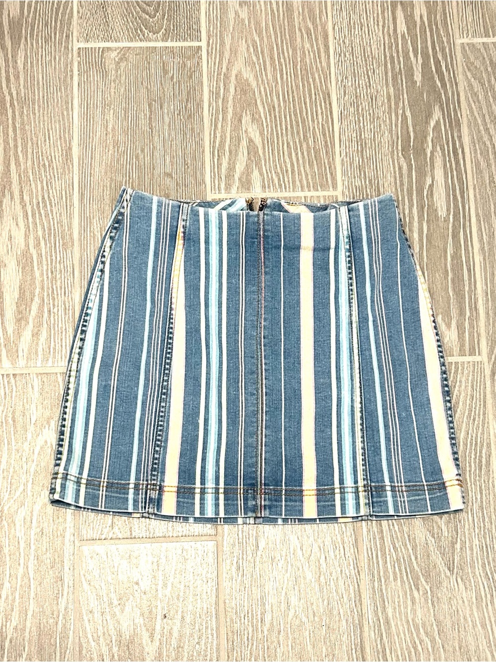 Wild Fable Blue and Cream Striped Denim Mini Skirt